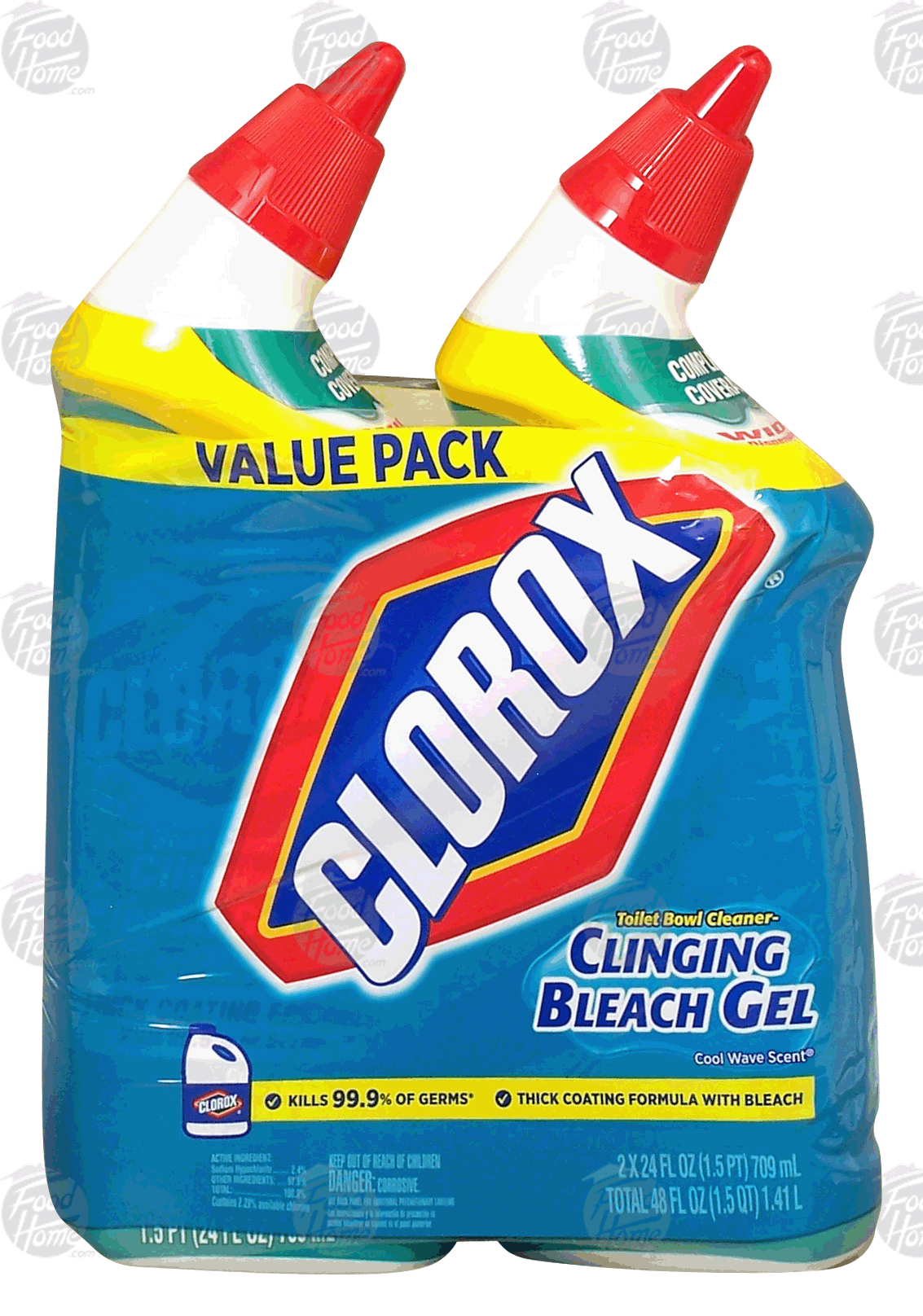 Clorox  toilet bowl cleaner, clinging bleach gel, cool wave scent, 2 pack Full-Size Picture